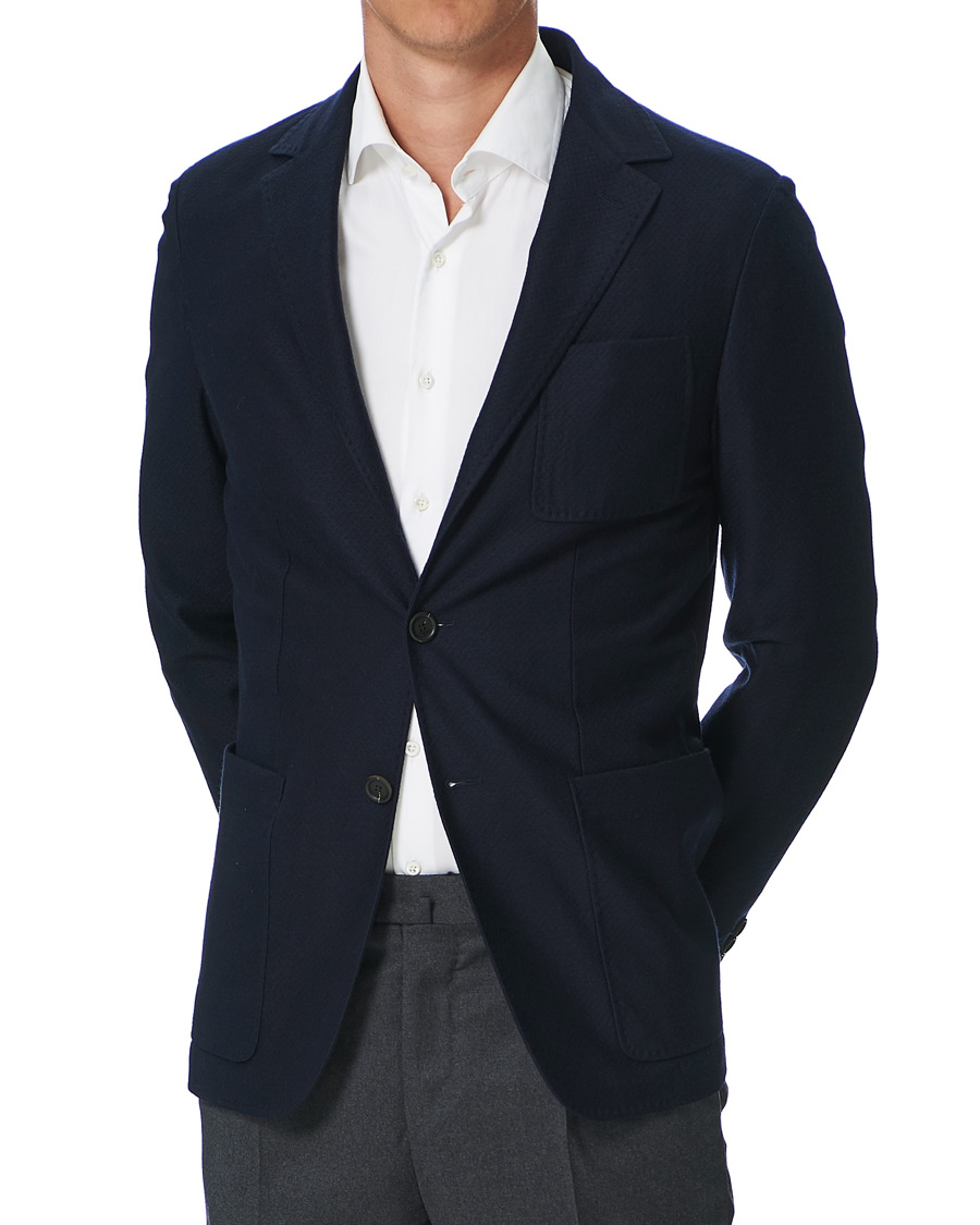 Herre | Blazere & jakker | Canali | Structured Wool Jersey Blazer Navy