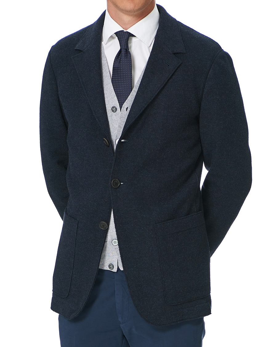 Herre | Blazere & jakker | Canali | Soft Wool Jersey Jacket Navy Melange