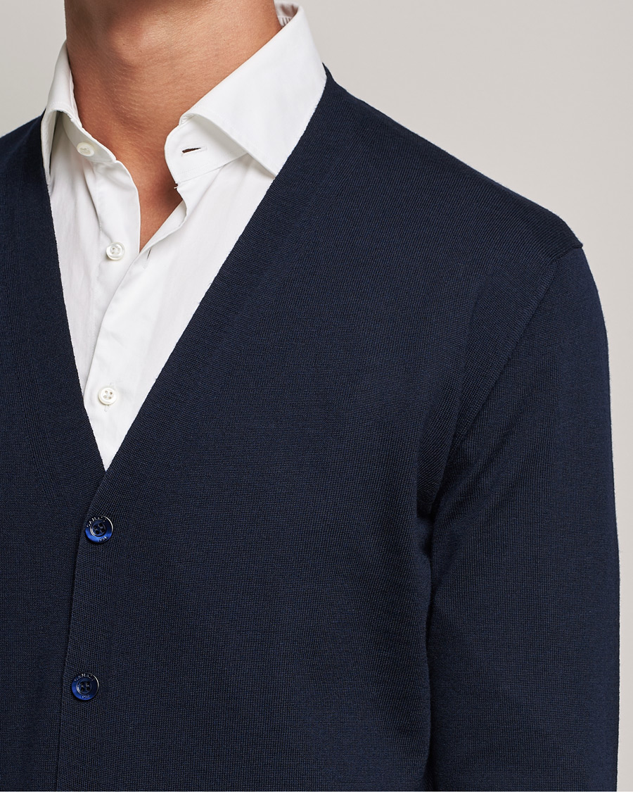 Herre | Trøjer | Canali | Merino Wool Cardigan Navy