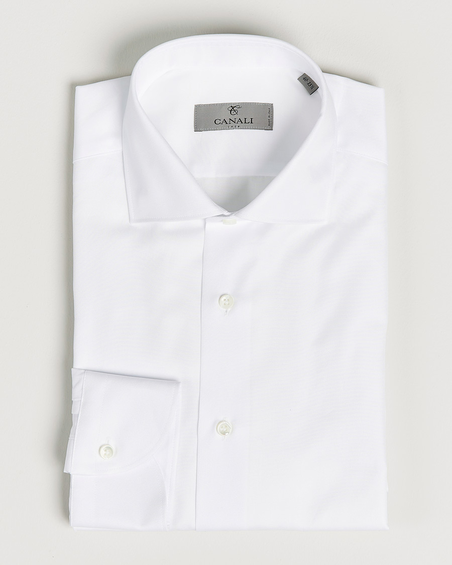 Herre | Skjorte | Canali | Slim Fit Cut Away Shirt White