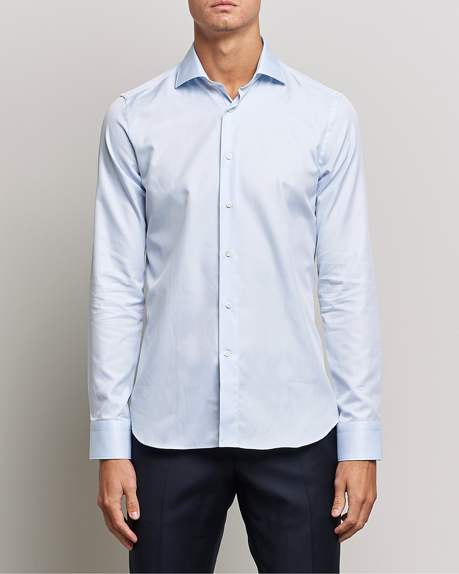 Herre | Skjorter | Canali | Slim Fit Cotton Shirt Light Blue