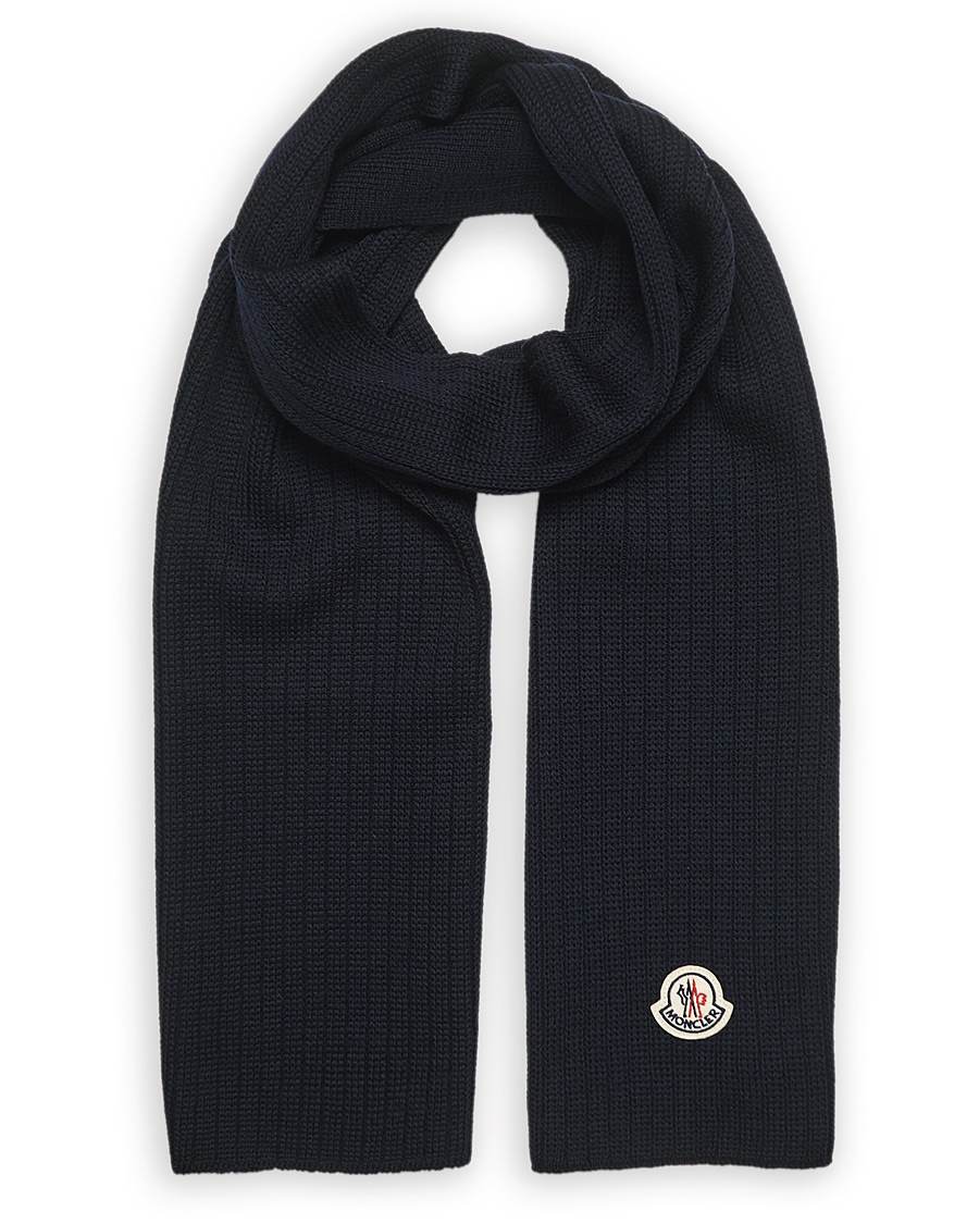 Herre | Moncler Ribbed Wool Scarf Navy | Moncler | Ribbed Wool Scarf Navy