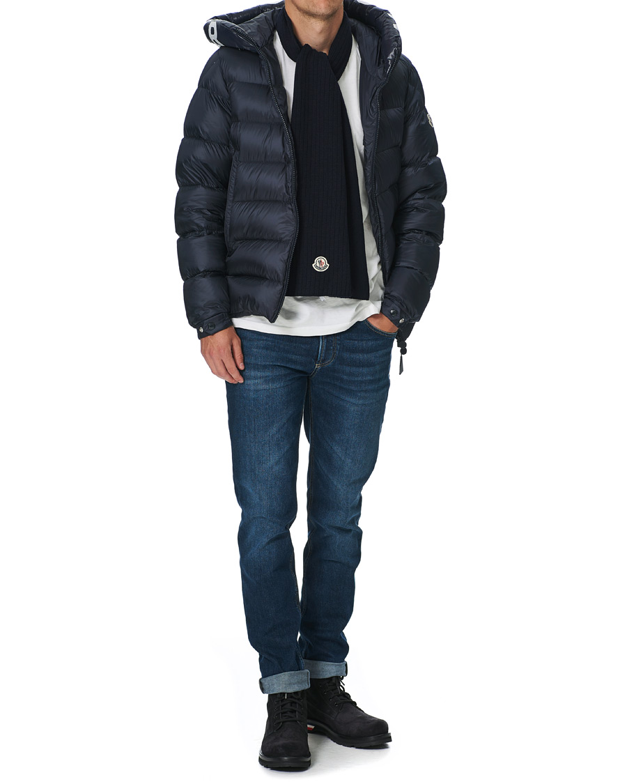 Herre | Moncler Ribbed Wool Scarf Navy | Moncler | Ribbed Wool Scarf Navy