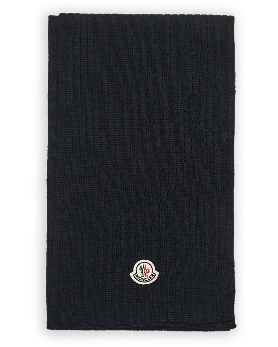 Herre | Moncler Ribbed Wool Scarf Navy | Moncler | Ribbed Wool Scarf Navy