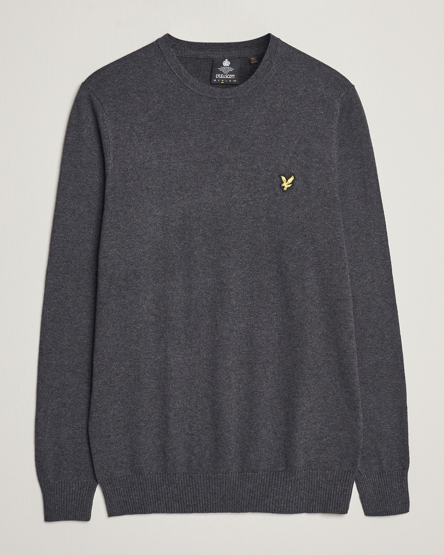 Herre | Trøjer | Lyle & Scott | Cotton/Merino Crew Neck Jumper Charcoal Marl