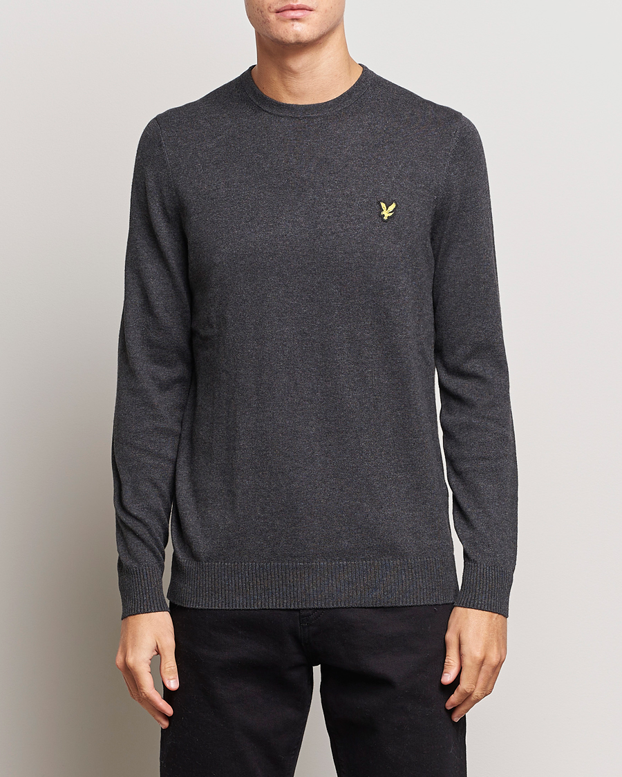 Herre | Trøjer | Lyle & Scott | Cotton/Merino Crew Neck Jumper Charcoal Marl