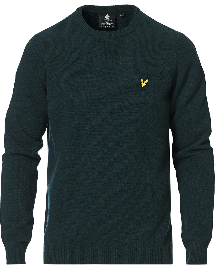 Herre | Trøjer | Lyle & Scott | Lambswool Crew Neck Pullover Dark Green Marl