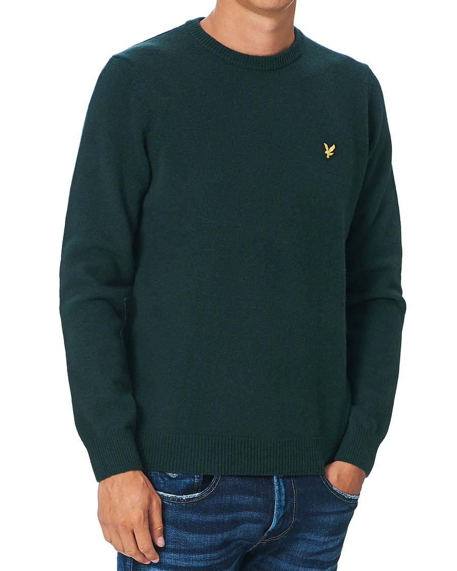 Herre | Trøjer | Lyle & Scott | Lambswool Crew Neck Pullover Dark Green Marl