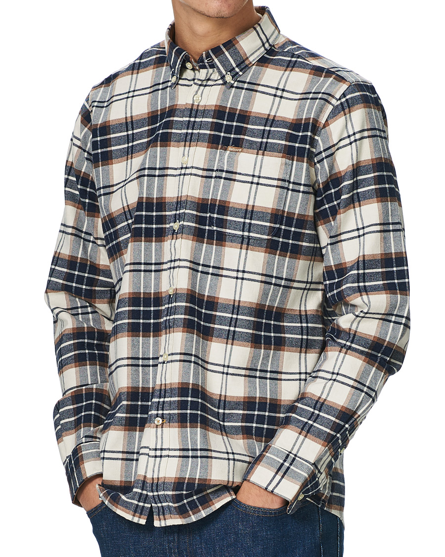 Herre | Skjorter | Barbour Lifestyle | Portdown Flannel Check Shirt Ecru