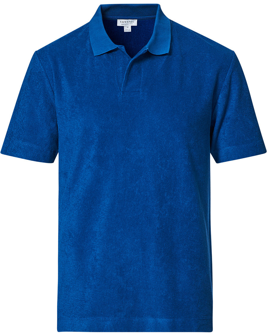 Herre | Polotrøjer | Sunspel | Organic Cotton Towelling Polo Blue
