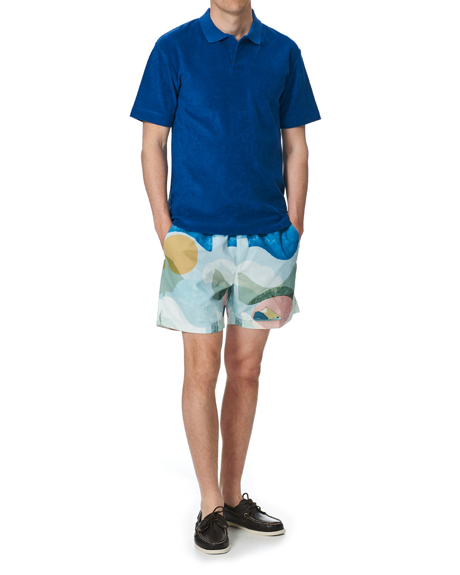 Herre | Polotrøjer | Sunspel | Organic Cotton Towelling Polo Blue