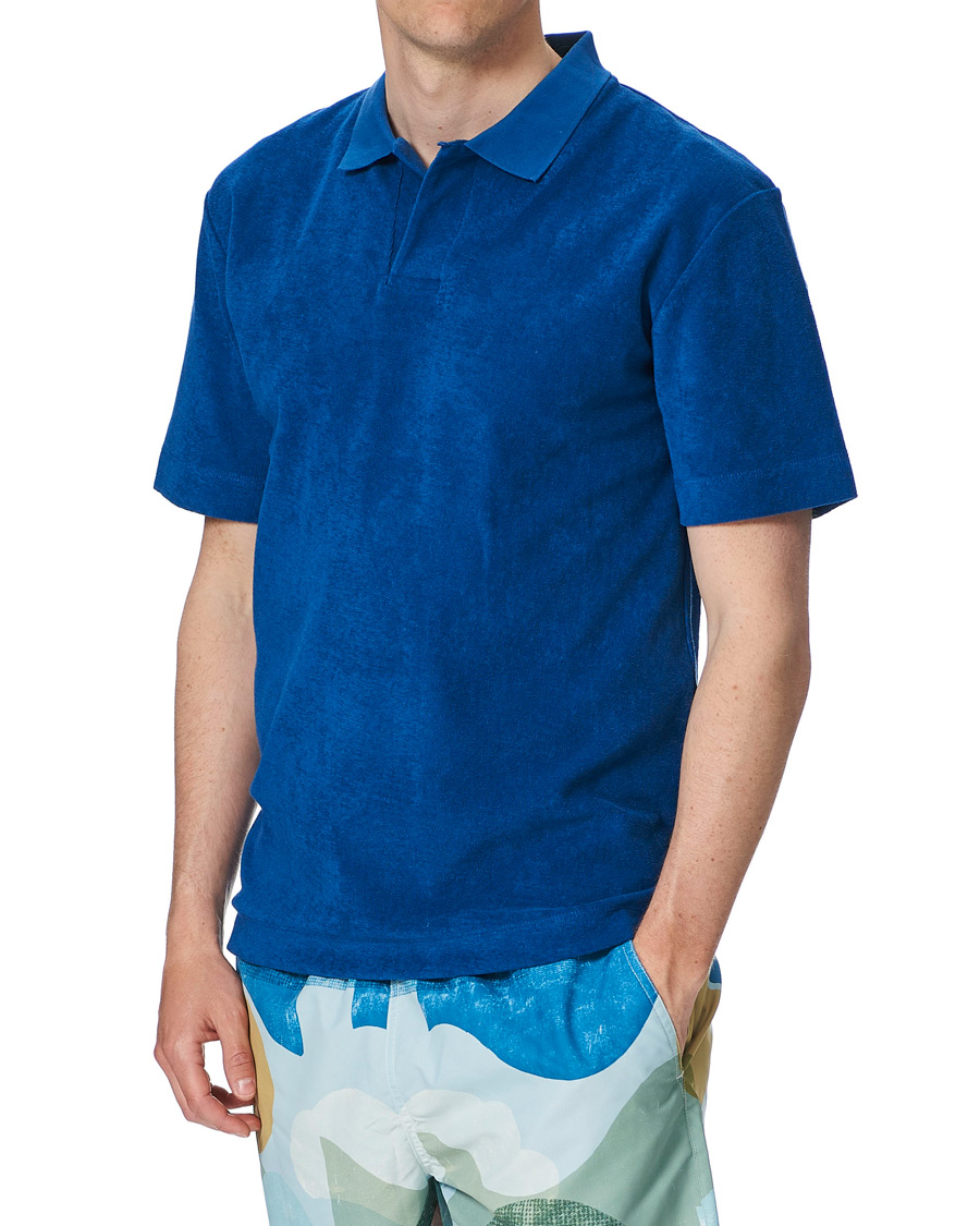 Herre | Polotrøjer | Sunspel | Organic Cotton Towelling Polo Blue