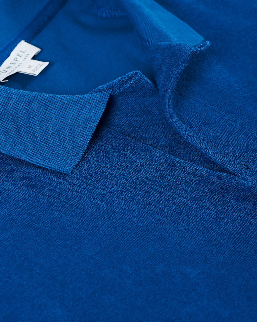 Herre | Polotrøjer | Sunspel | Organic Cotton Towelling Polo Blue