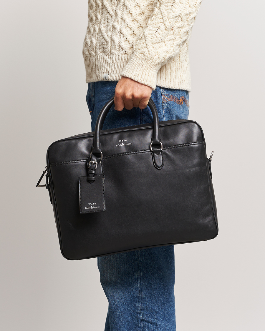 Herre | Computertasker | Polo Ralph Lauren | Leather Commuter Bag  Black