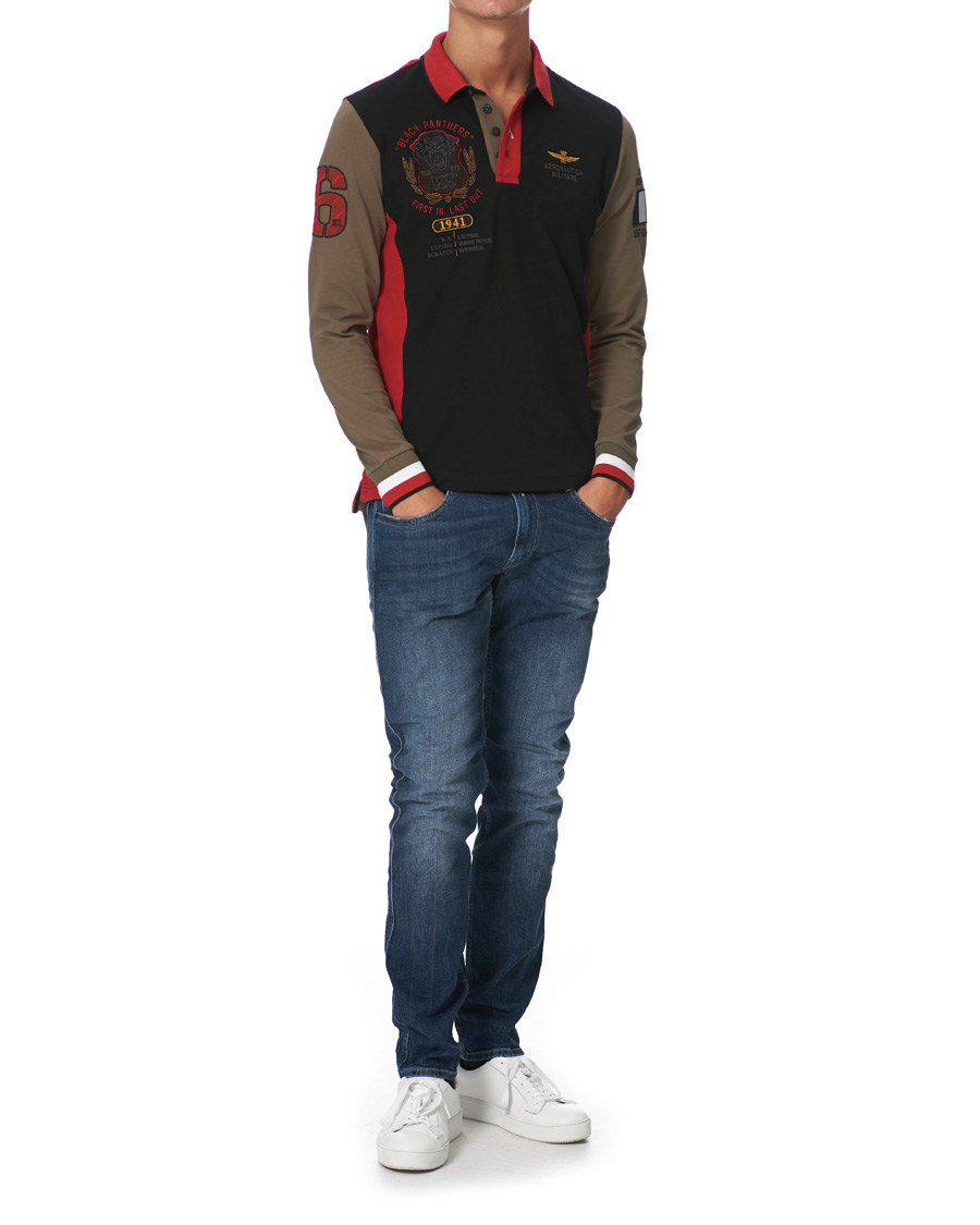 Herre | Trøjer | Aeronautica Militare | Long Sleve Logo Polo Military/Black/Red