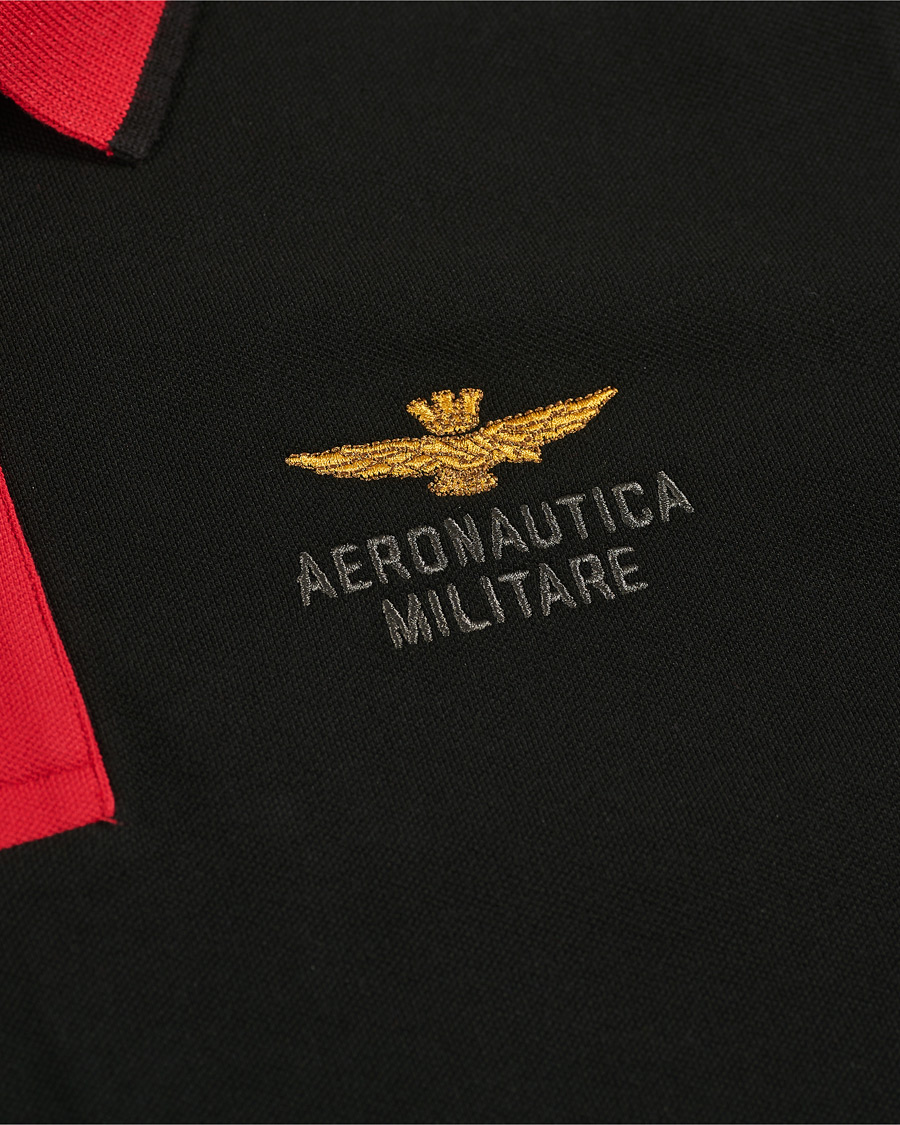 Herre | Trøjer | Aeronautica Militare | Long Sleve Logo Polo Military/Black/Red