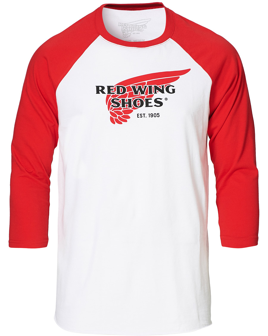 regiment Formuler lov Red Wing Shoes 3/4 Sleeve Baseball Logo T-shirt Red/White - CareOfCarl.dk
