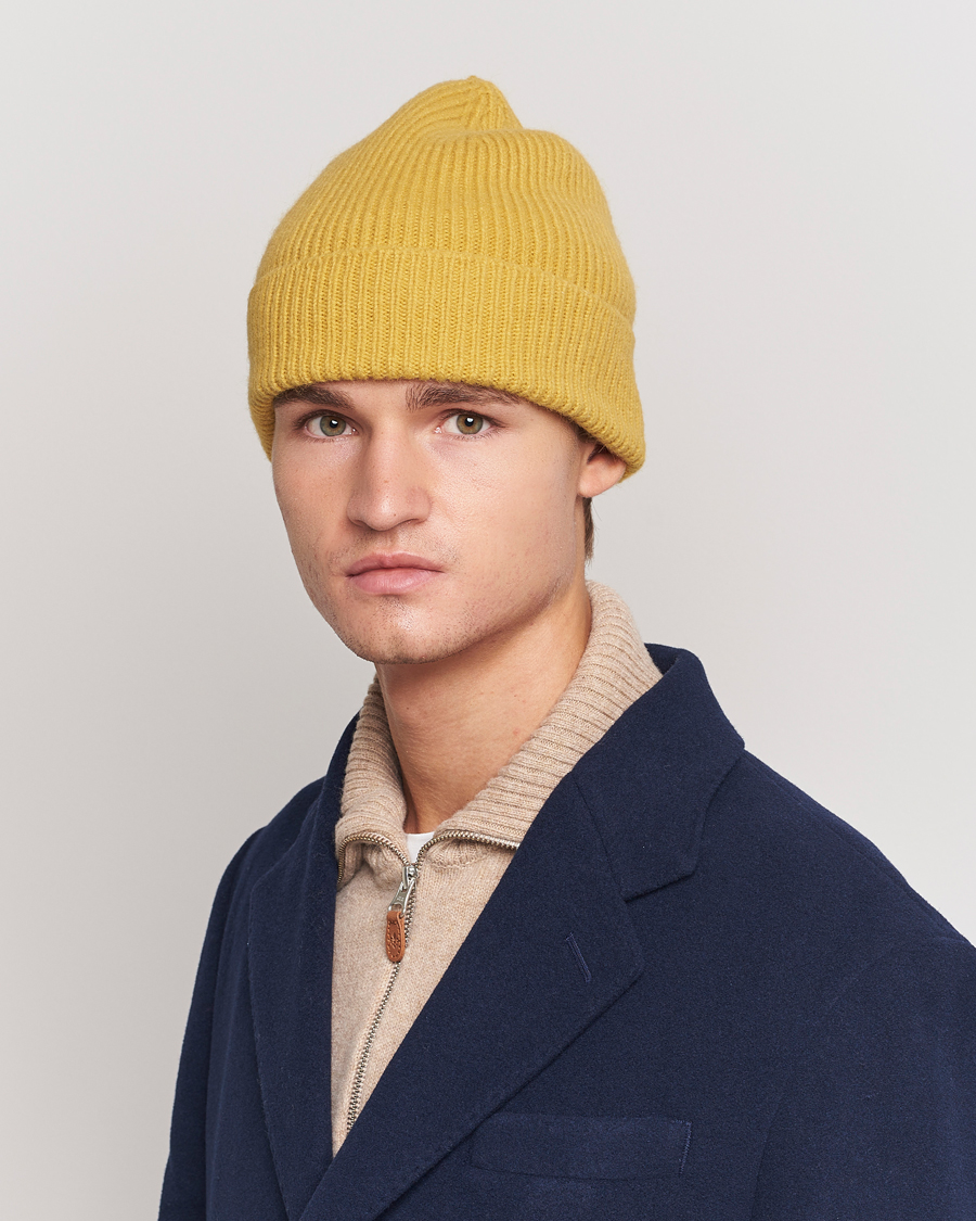 Men | Beanies | Le Bonnet | Lambswool/Caregora Beanie Mustard