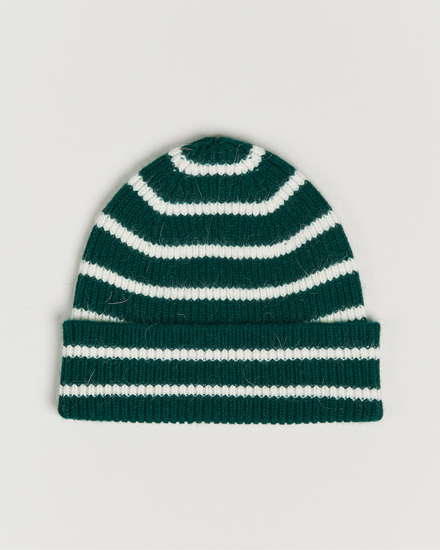 Herre | Huer | Le Bonnet | Lambswool/Caregora Beanie Moss Strip