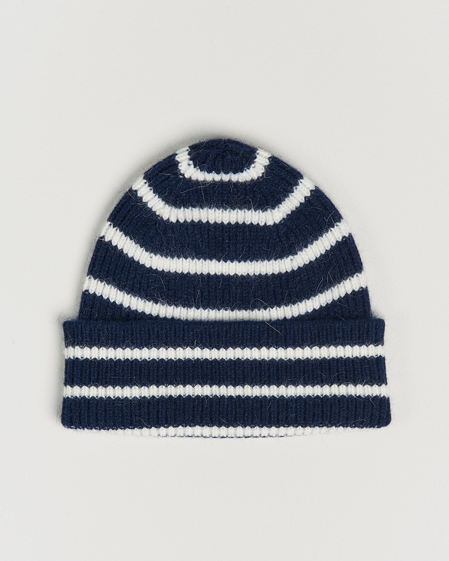 Herre | Huer | Le Bonnet | Lambswool/Caregora Beanie Midnight Stripe
