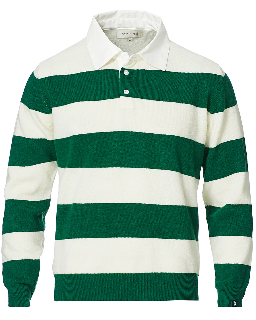 Herre | Trøjer | Mackintosh | Knitted Wool Rugby Sweater Green/White