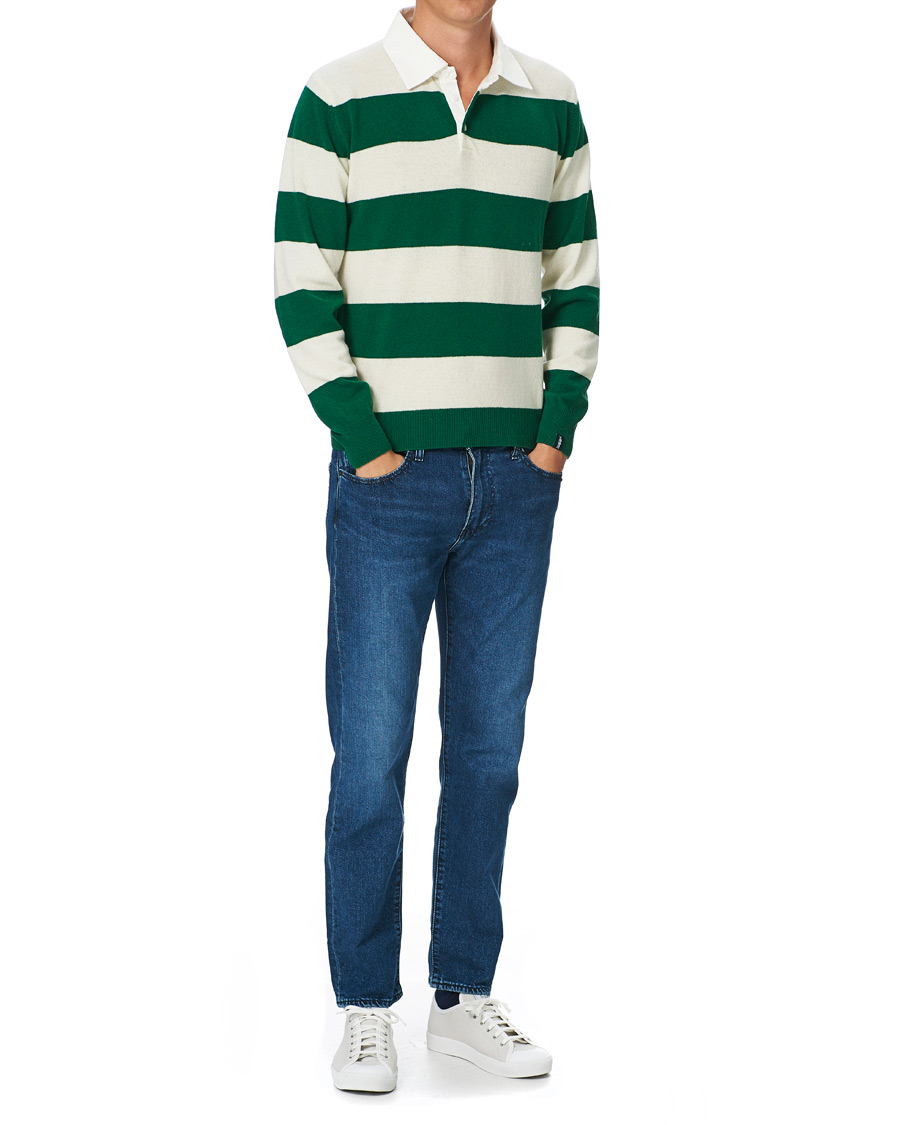 Herre | Trøjer | Mackintosh | Knitted Wool Rugby Sweater Green/White