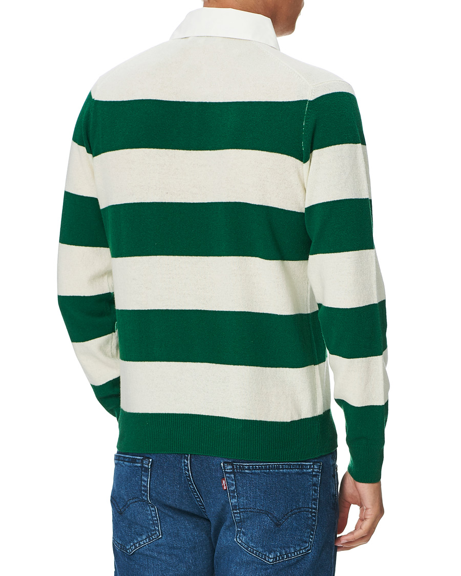 Herre | Trøjer | Mackintosh | Knitted Wool Rugby Sweater Green/White
