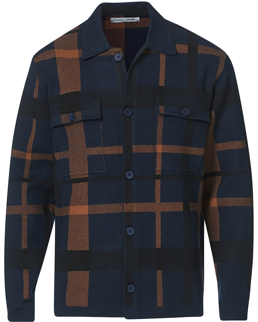 Herre | Trøjer | Samsøe Samsøe | Samsøe & Samsøe Ryder Checked Cardigan Sky Captain