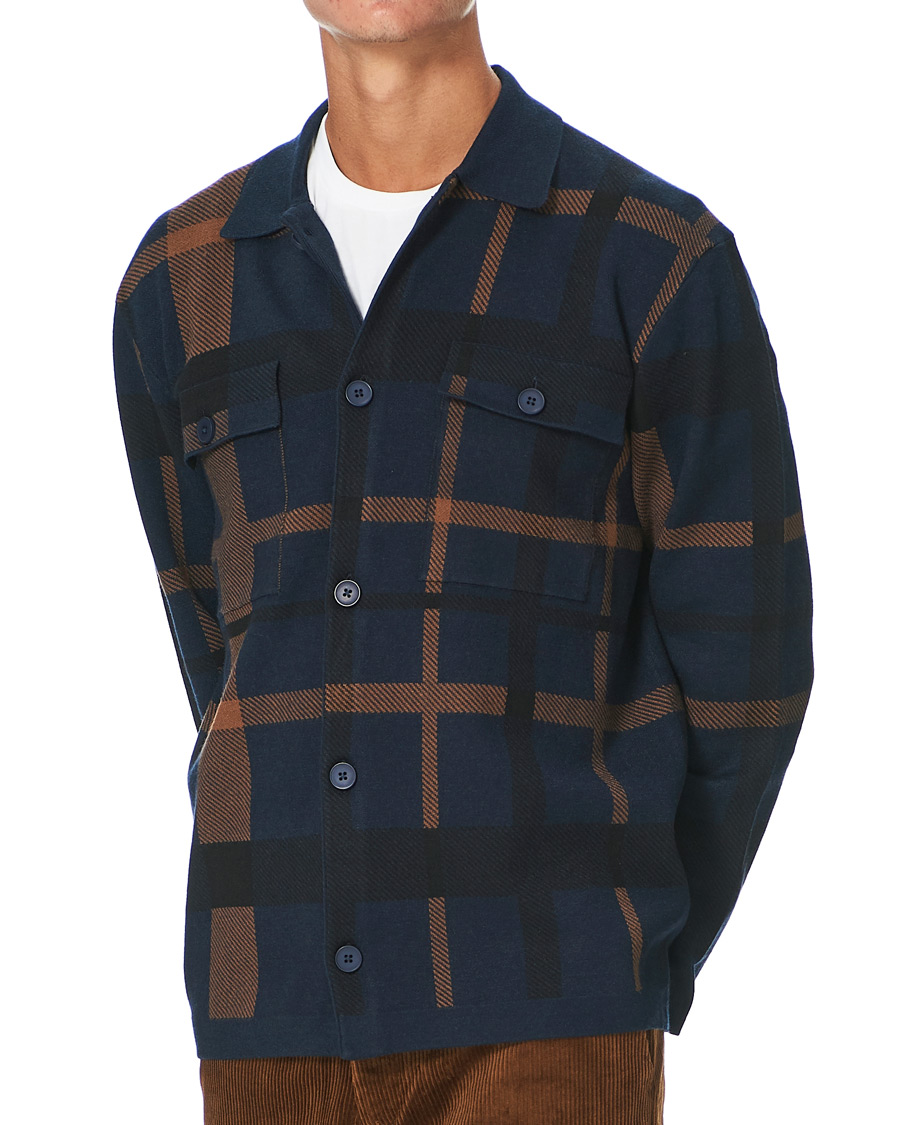 Herre | Trøjer | Samsøe Samsøe | Samsøe & Samsøe Ryder Checked Cardigan Sky Captain