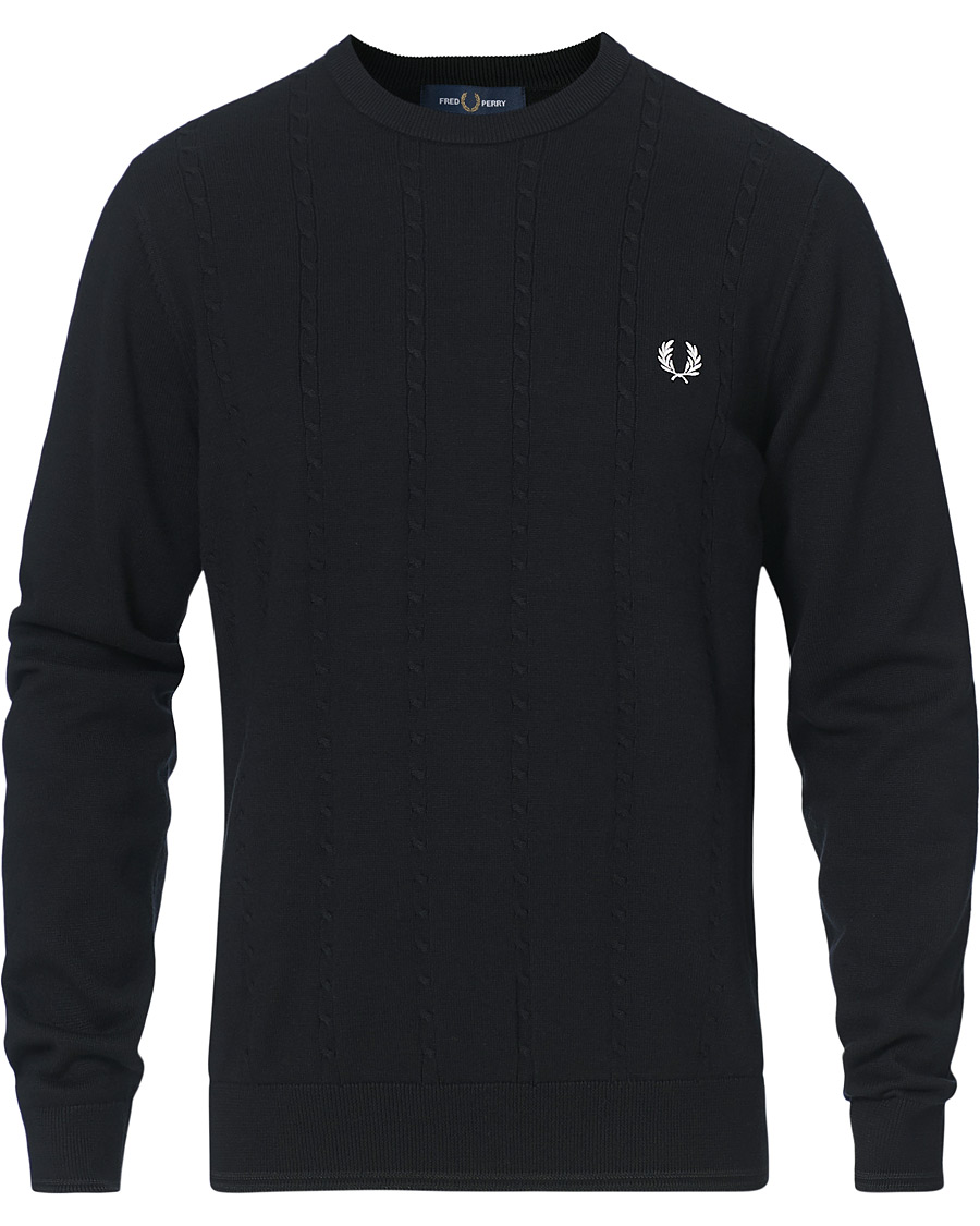 Herre | Trøjer | Fred Perry | Cable Knit Crew Neck Jumper Black