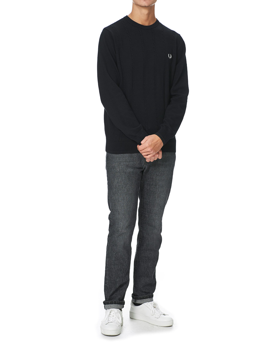 Herre | Trøjer | Fred Perry | Cable Knit Crew Neck Jumper Black