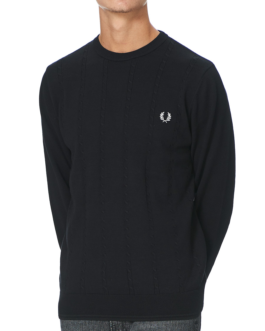 Herre | Trøjer | Fred Perry | Cable Knit Crew Neck Jumper Black