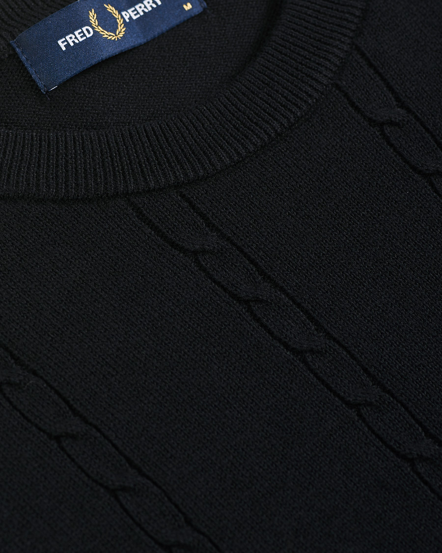 Herre | Trøjer | Fred Perry | Cable Knit Crew Neck Jumper Black
