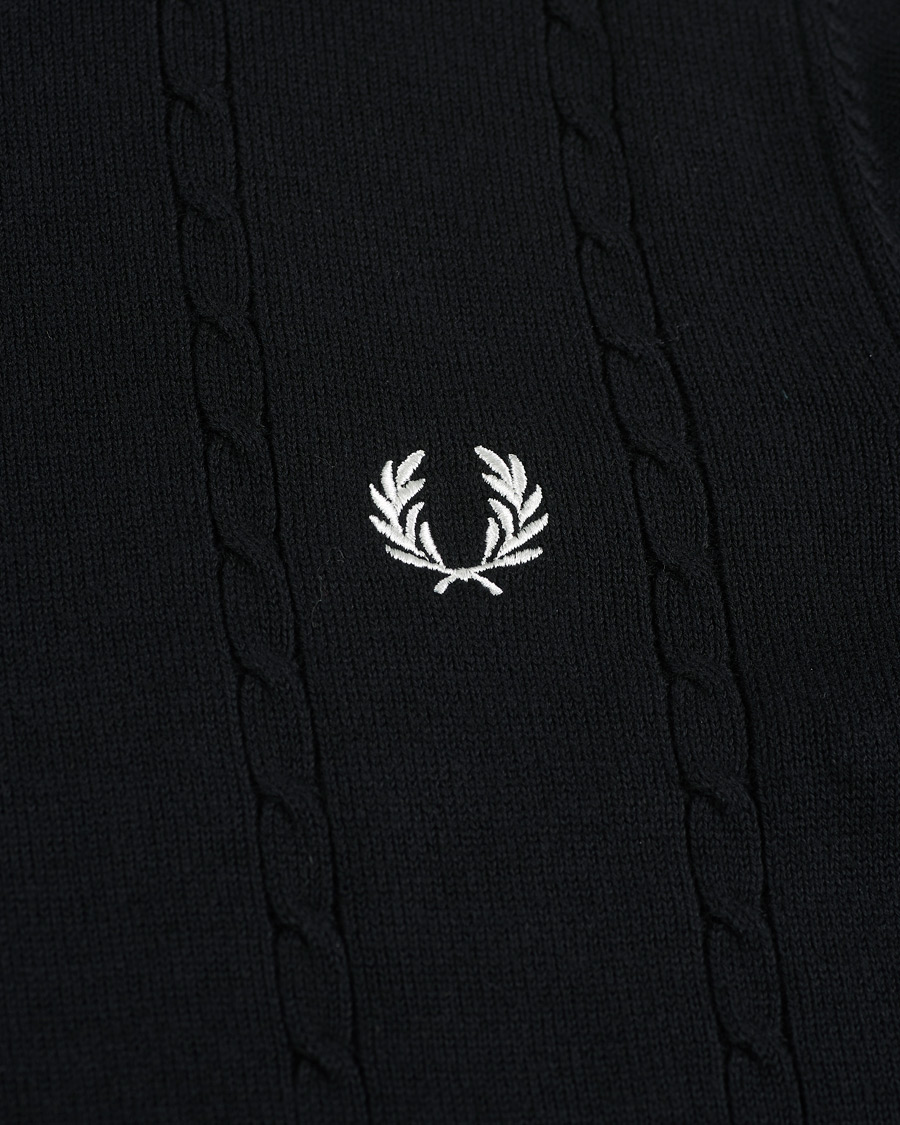 Herre | Trøjer | Fred Perry | Cable Knit Crew Neck Jumper Black