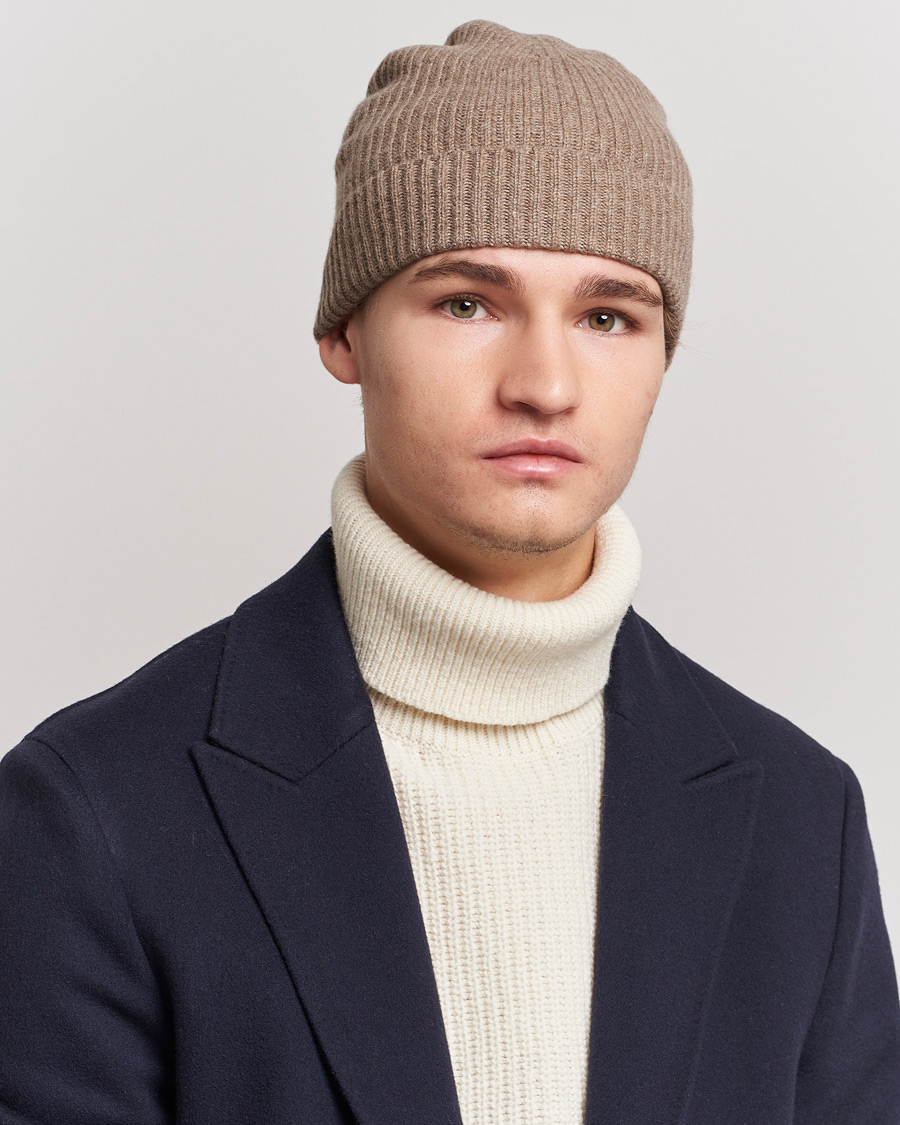 Herre | Huer | Johnstons of Elgin | Cashmere Ribbed Hat Otter