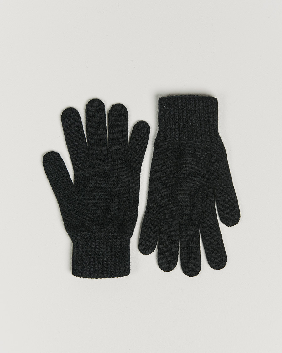 Herre | Handsker | Johnstons of Elgin | Knitted Cashmere Gloves Black