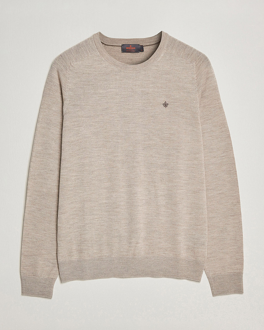 Herre | Trøjer | Morris | Merino O-Neck Khaki Melange