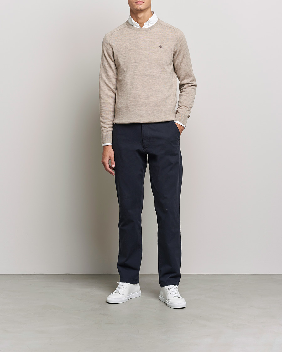 Herre | Trøjer | Morris | Merino O-Neck Khaki Melange