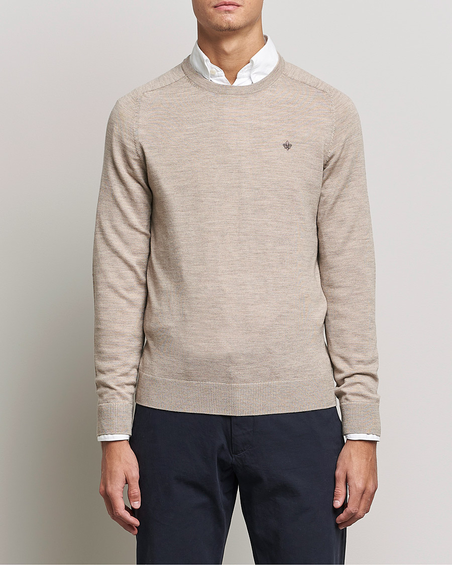 Herre | Trøjer | Morris | Merino O-Neck Khaki Melange