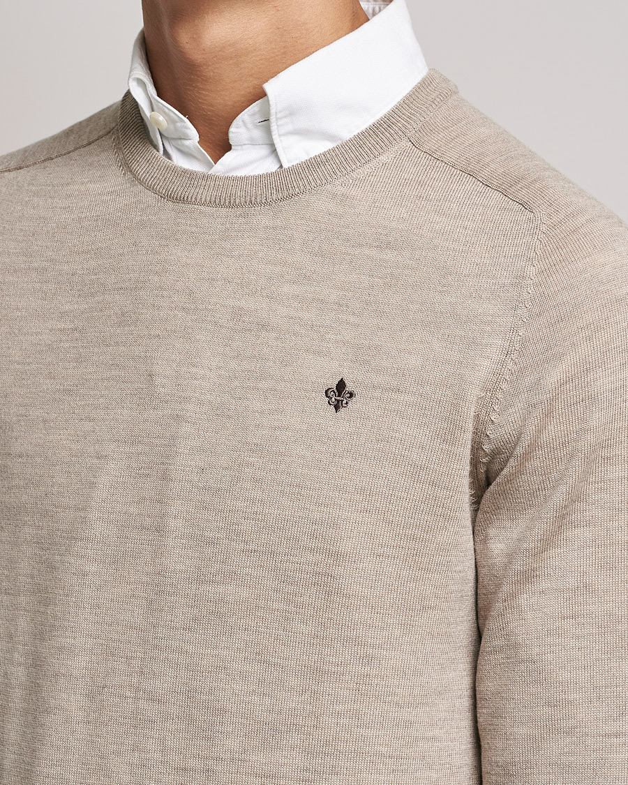Herre | Trøjer | Morris | Merino O-Neck Khaki Melange
