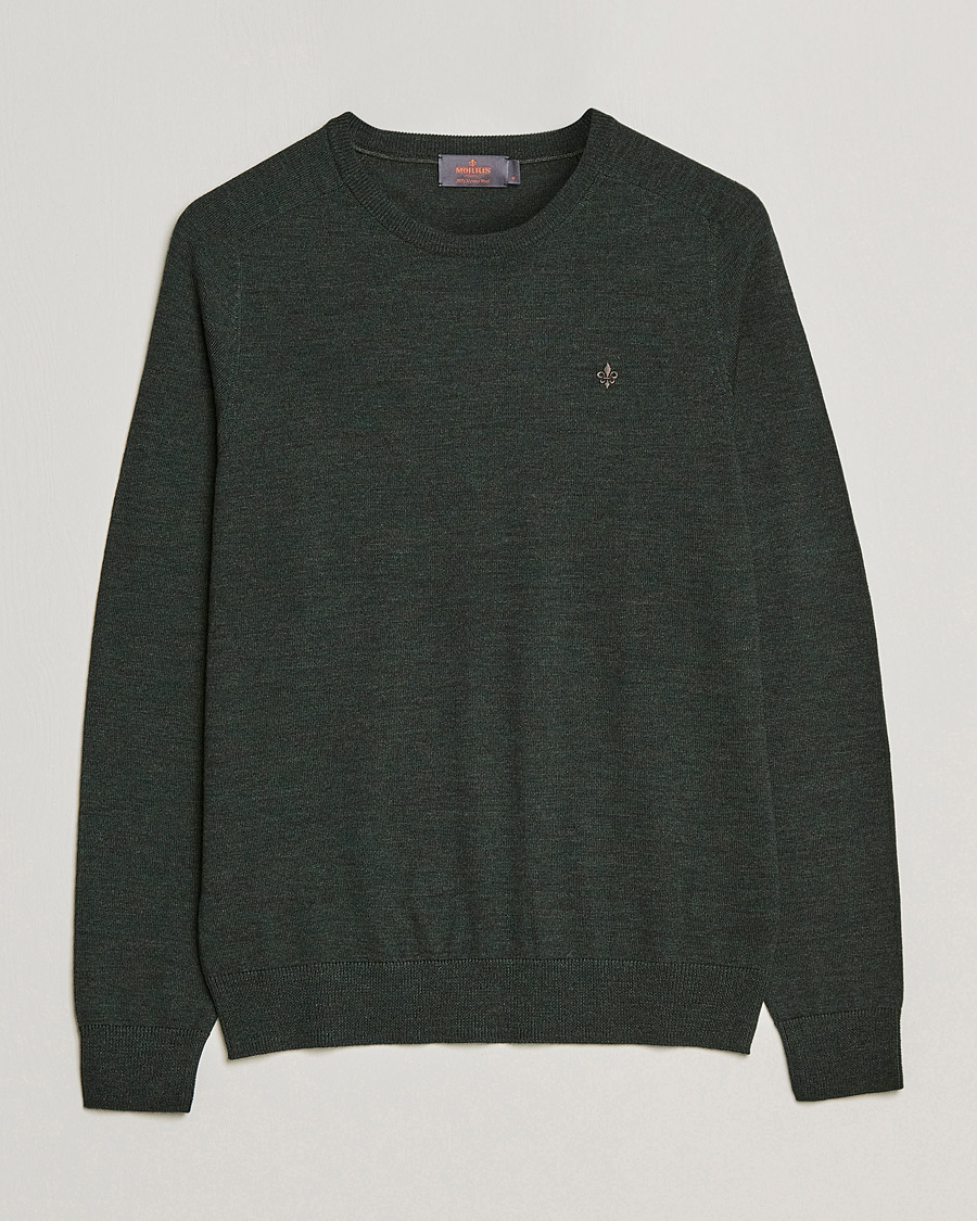 Herre |  | Morris | Merino Crew Neck Pullover Olive Melange