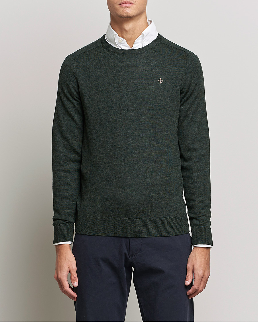 Herre | Pullovers med rund hals | Morris | Merino Crew Neck Pullover Olive Melange