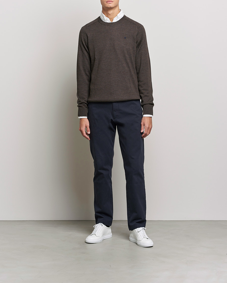 Herre | Trøjer | Morris | Merino O-neck Brown Melange