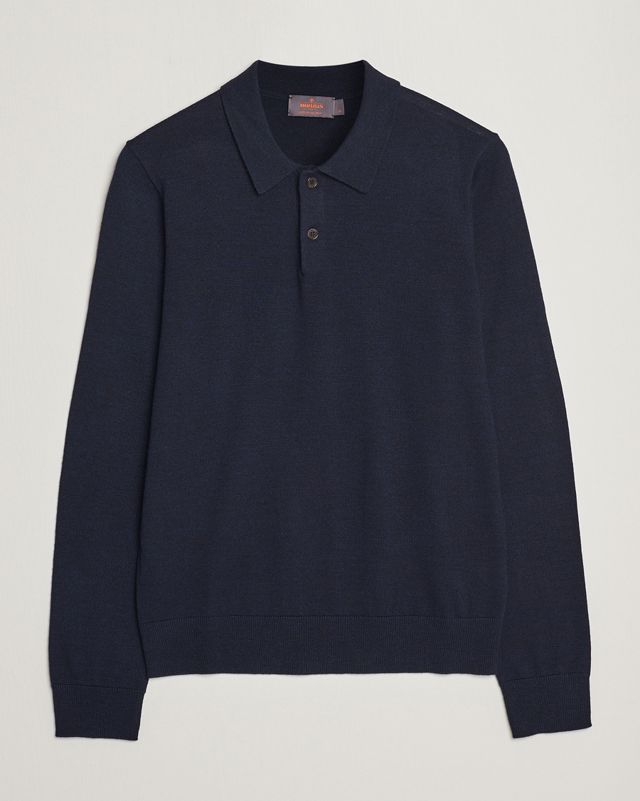 Herre | Trøjer | Morris | Merino Polo Knit Navy