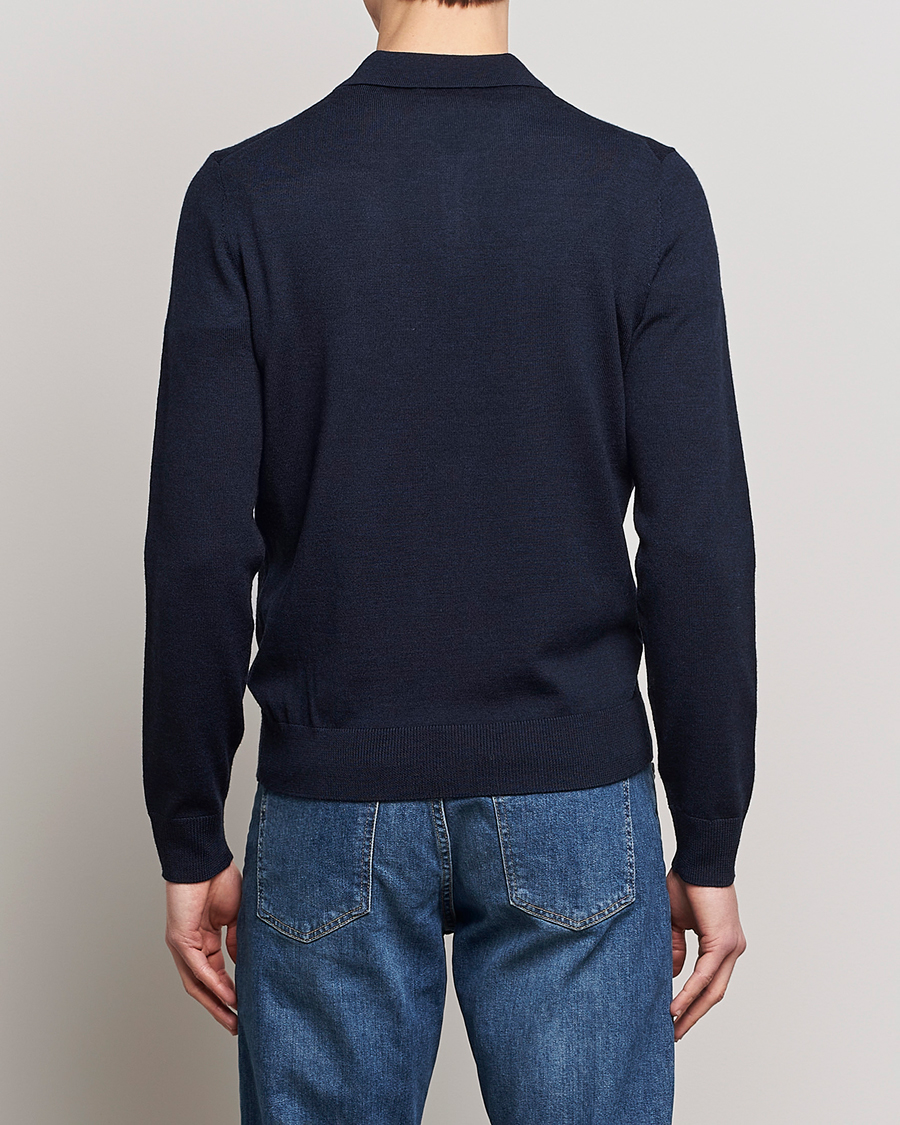 Herre | Trøjer | Morris | Merino Polo Knit Navy