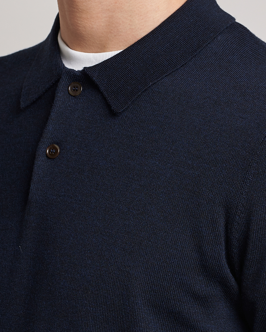 Herre | Trøjer | Morris | Merino Polo Knit Navy