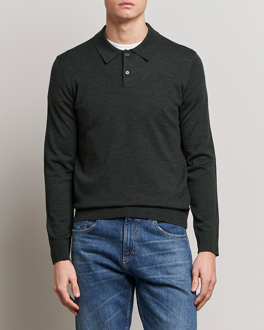 Men |  | Morris | Merino Polo Knit Dark Green