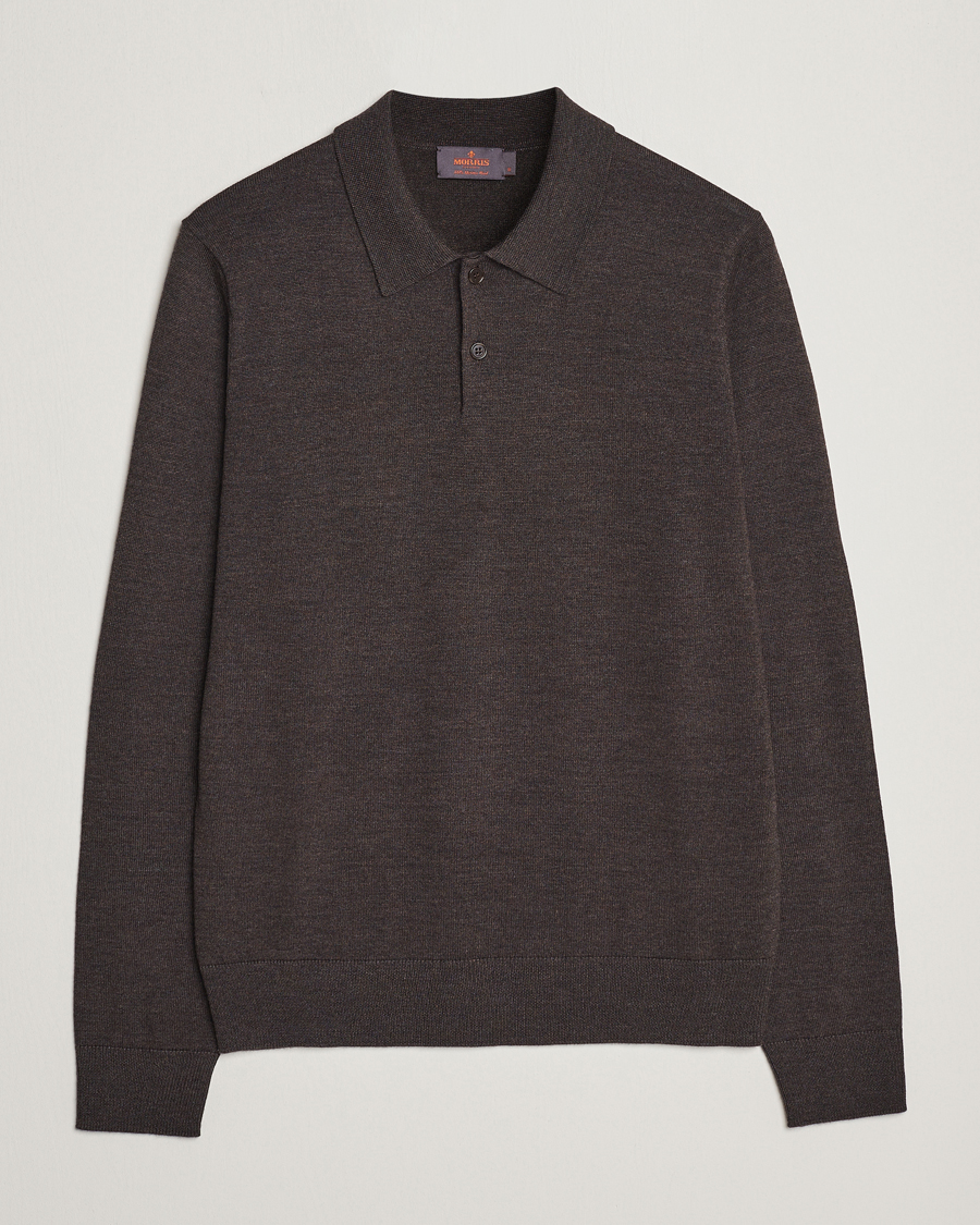 Herre | Trøjer | Morris | Merino Polo Knit Brown