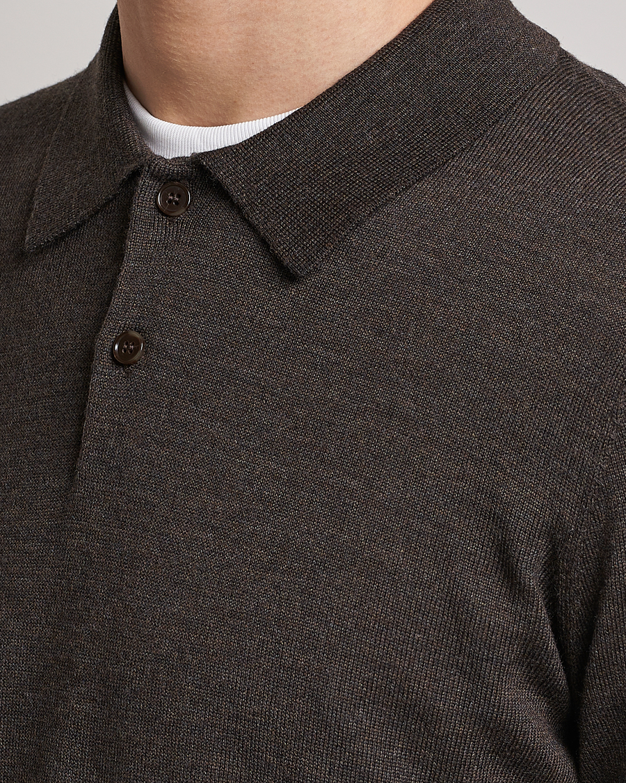 Herre | Trøjer | Morris | Merino Polo Knit Brown