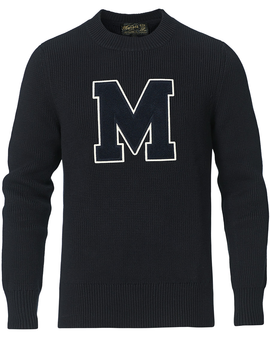 Herre | Trøjer | Morris | Bradley Knitted Logo O-Neck Navy